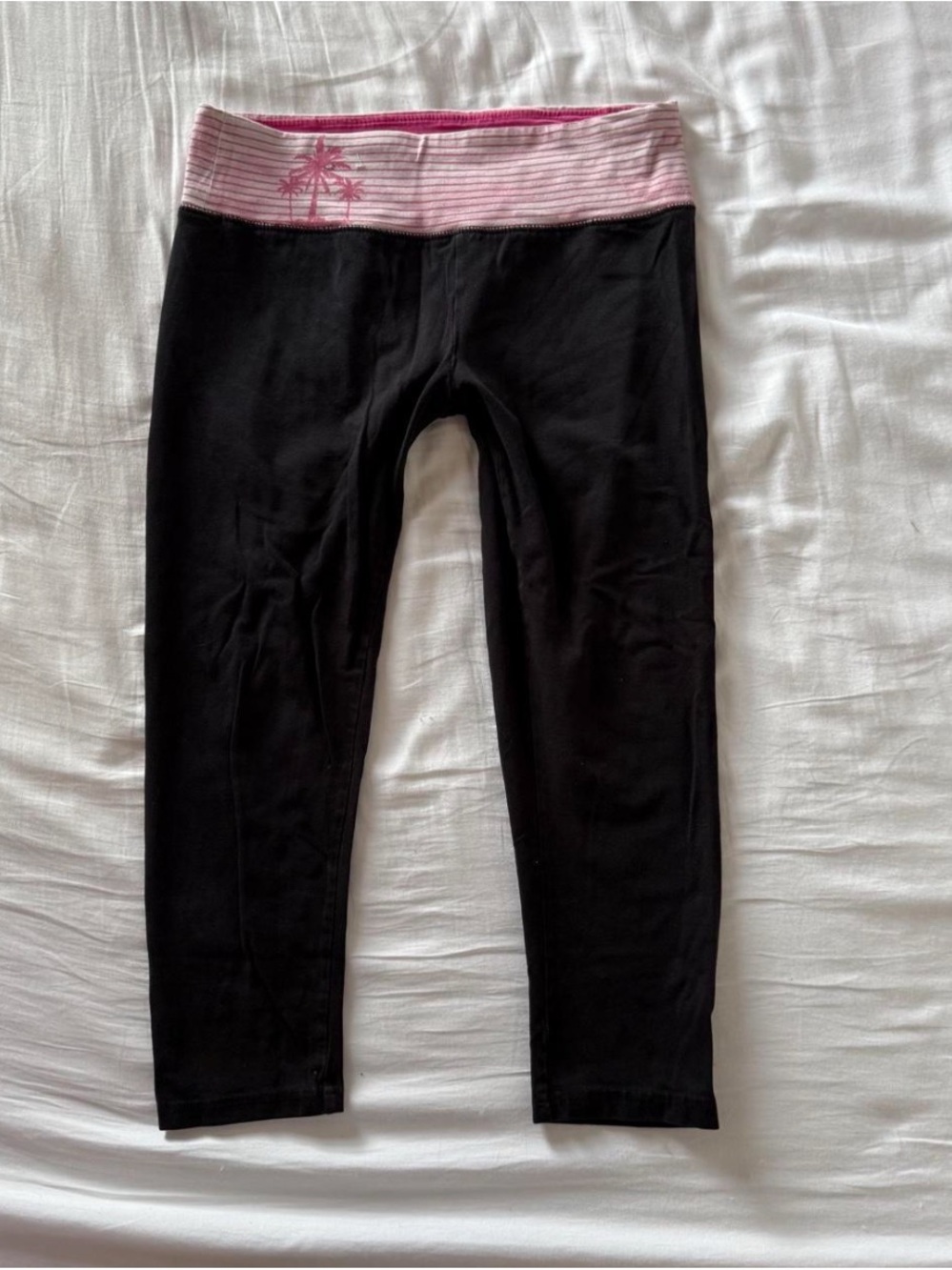 Vintage Authentic American Heritage Black Capris with Pink Striped Waistband
